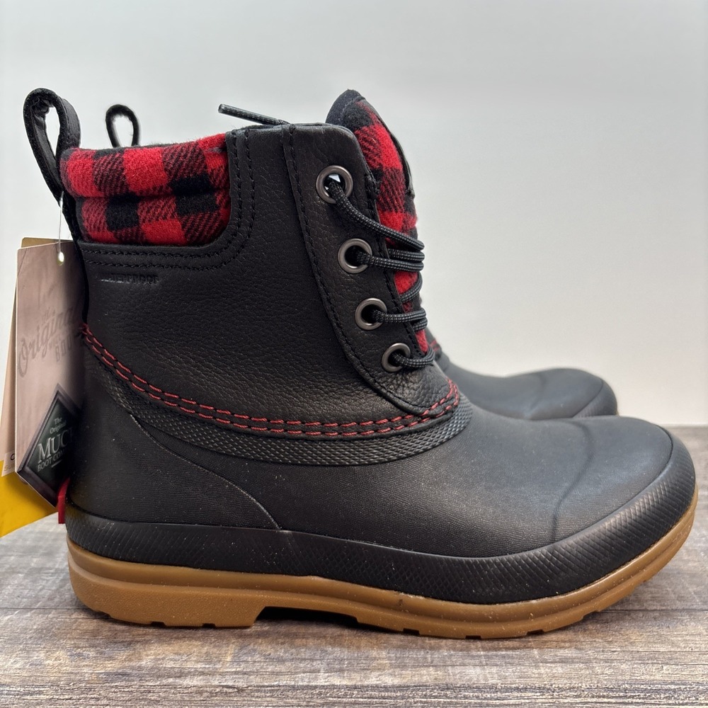 Muck Boot Company Womens 6 Originals Duck Lace Boot Black/Buffalo Plaid ODLW6PLD